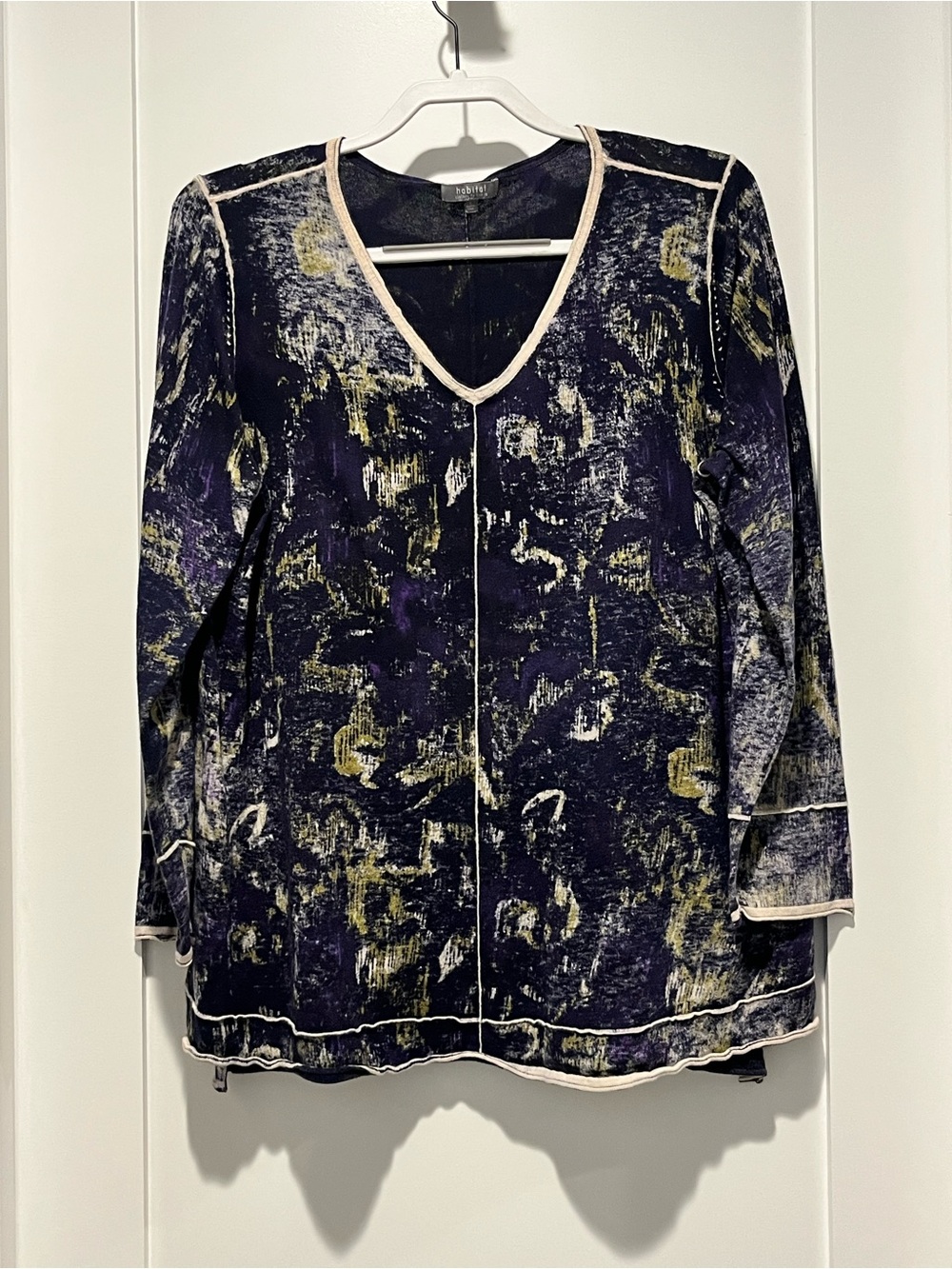 Habitat V-Neck Abstract Print Tunic - Black, Purple & Yellow
